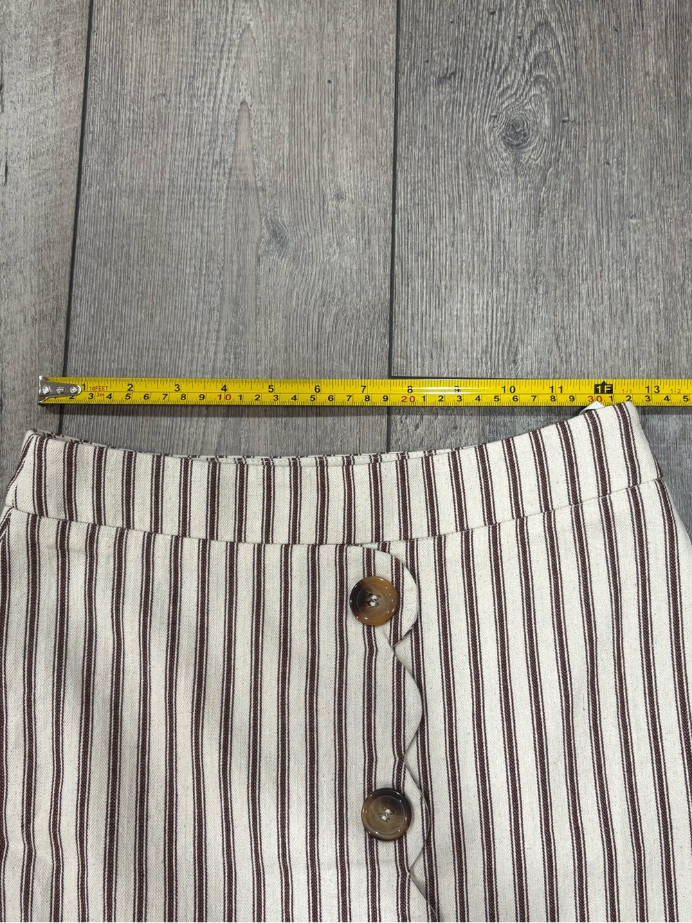 NWT! Commense Cream and Brown Vertical-Stripe Maxi Skirt with Front Buttons - Picture 10 of 11